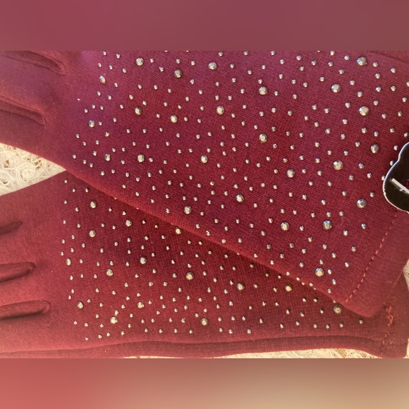 NWT EMBELLISHED Gloves Jack & Missy fleece lined texting gloves BURGUNDY… - Picture 7 of 10